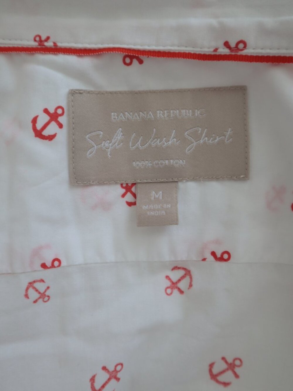 Banana Republic Cotton Anchor Print Soft Wash Shirt | M